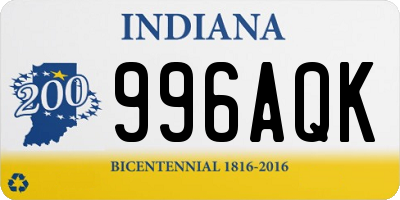 IN license plate 996AQK