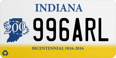 IN license plate 996ARL