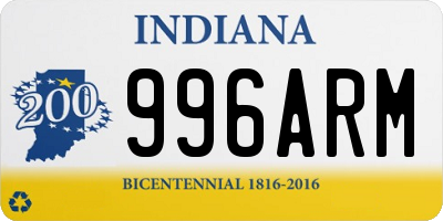 IN license plate 996ARM