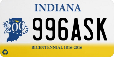 IN license plate 996ASK
