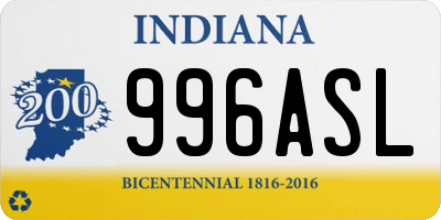 IN license plate 996ASL