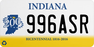 IN license plate 996ASR