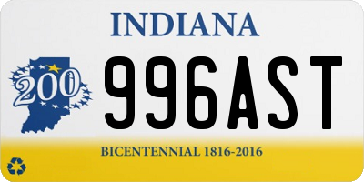 IN license plate 996AST