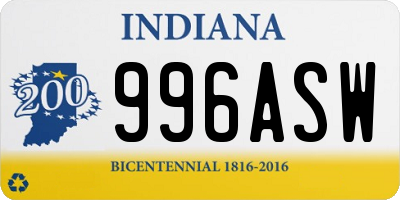 IN license plate 996ASW