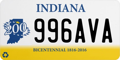 IN license plate 996AVA