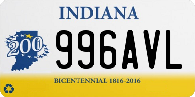 IN license plate 996AVL