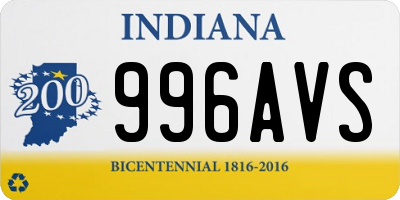 IN license plate 996AVS