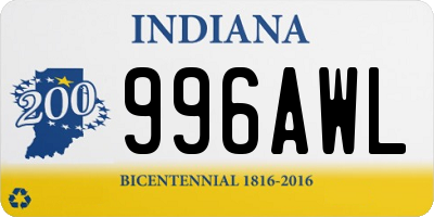 IN license plate 996AWL