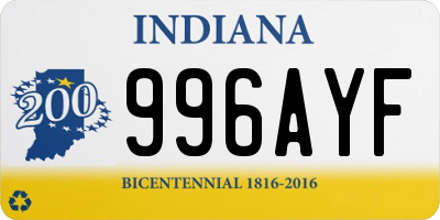 IN license plate 996AYF