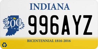 IN license plate 996AYZ