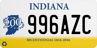 IN license plate 996AZC