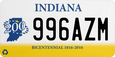 IN license plate 996AZM