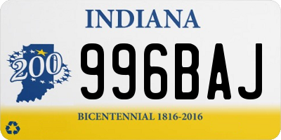 IN license plate 996BAJ