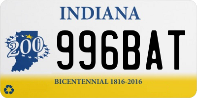 IN license plate 996BAT