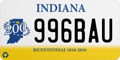 IN license plate 996BAU