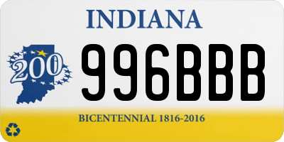 IN license plate 996BBB