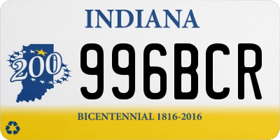 IN license plate 996BCR