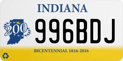 IN license plate 996BDJ