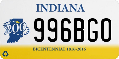 IN license plate 996BGO