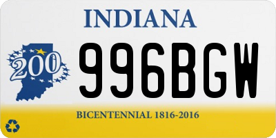 IN license plate 996BGW