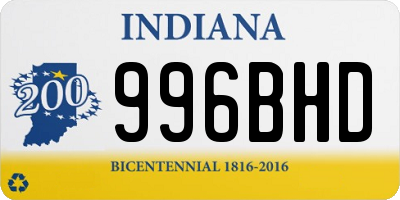 IN license plate 996BHD