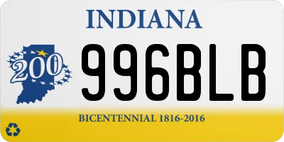 IN license plate 996BLB