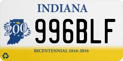 IN license plate 996BLF