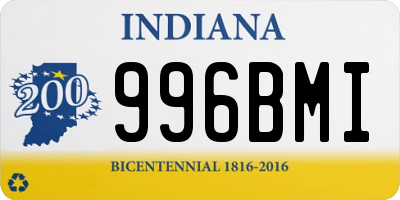 IN license plate 996BMI