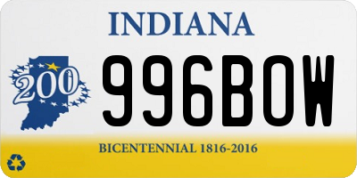 IN license plate 996BOW