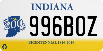 IN license plate 996BOZ