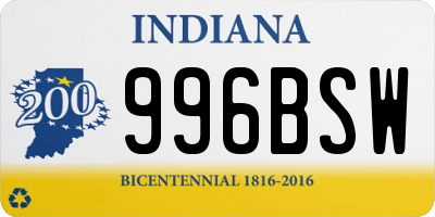 IN license plate 996BSW