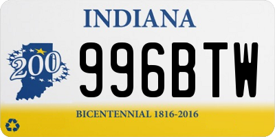 IN license plate 996BTW