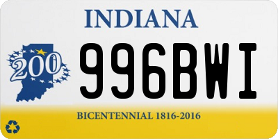 IN license plate 996BWI