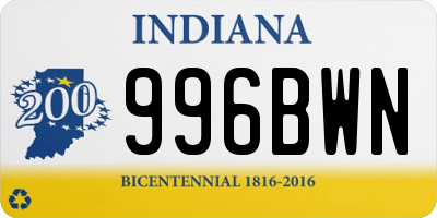 IN license plate 996BWN