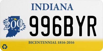 IN license plate 996BYR