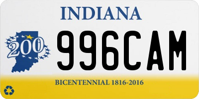 IN license plate 996CAM