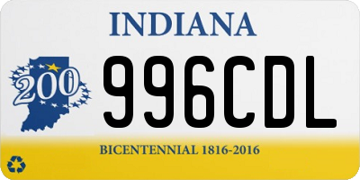 IN license plate 996CDL