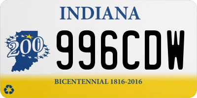 IN license plate 996CDW