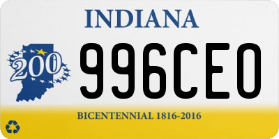 IN license plate 996CEO