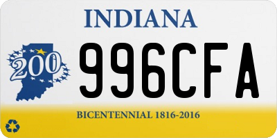 IN license plate 996CFA