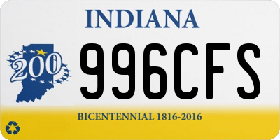 IN license plate 996CFS