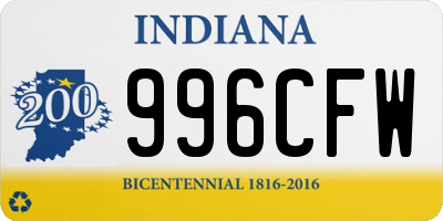 IN license plate 996CFW