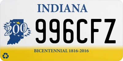 IN license plate 996CFZ