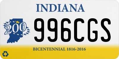 IN license plate 996CGS