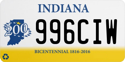 IN license plate 996CIW