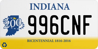 IN license plate 996CNF