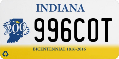 IN license plate 996COT