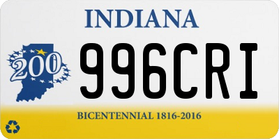 IN license plate 996CRI