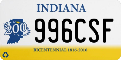 IN license plate 996CSF