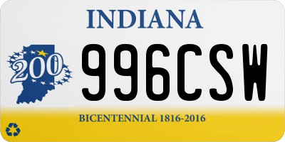 IN license plate 996CSW